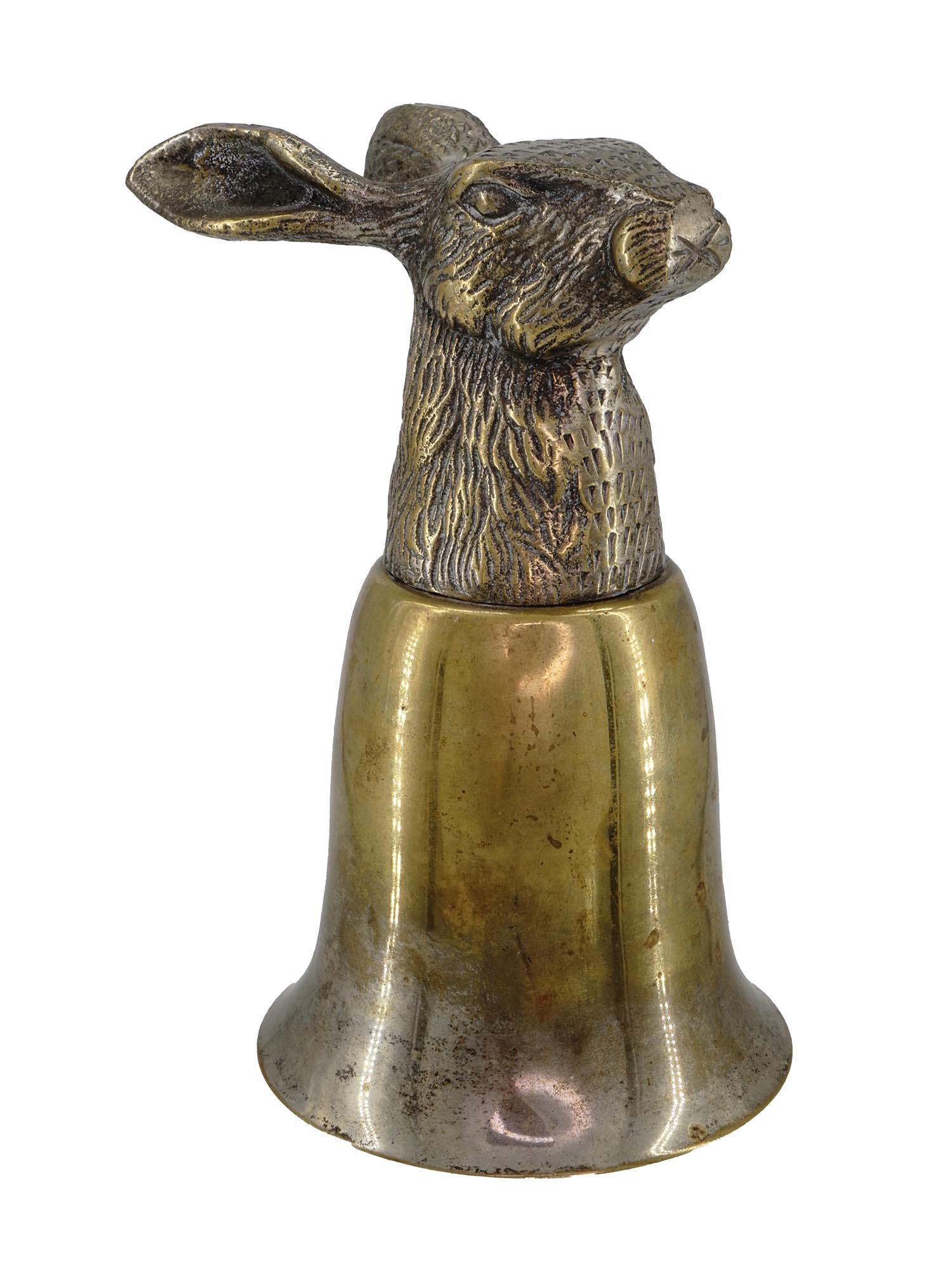 SILVER PLATED BRASS STIRRUP CUP WITH RABBIT HEAD PIC-4